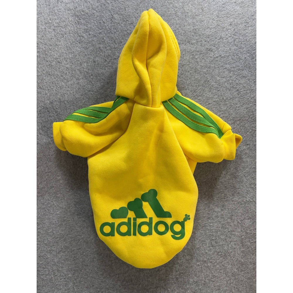 Adidog Pet Hoodie Yellow Green Stripes Graphic Dog Sweatshirt Med ** 2 Shirts ** - Picture 2 of 11